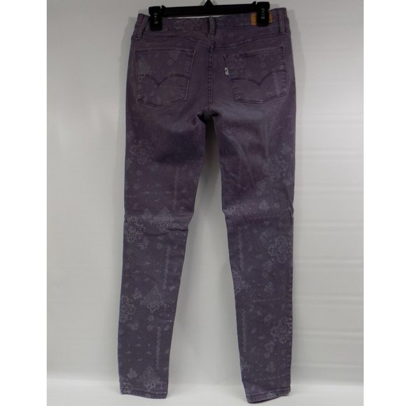 Levi's Purple Paisley Denim Jean Leggings Size 8/29 - Picture 5 of 11